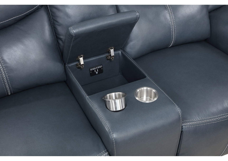 610272 Sloane Upholstered Padded Arm Reclining Loveseat Blue