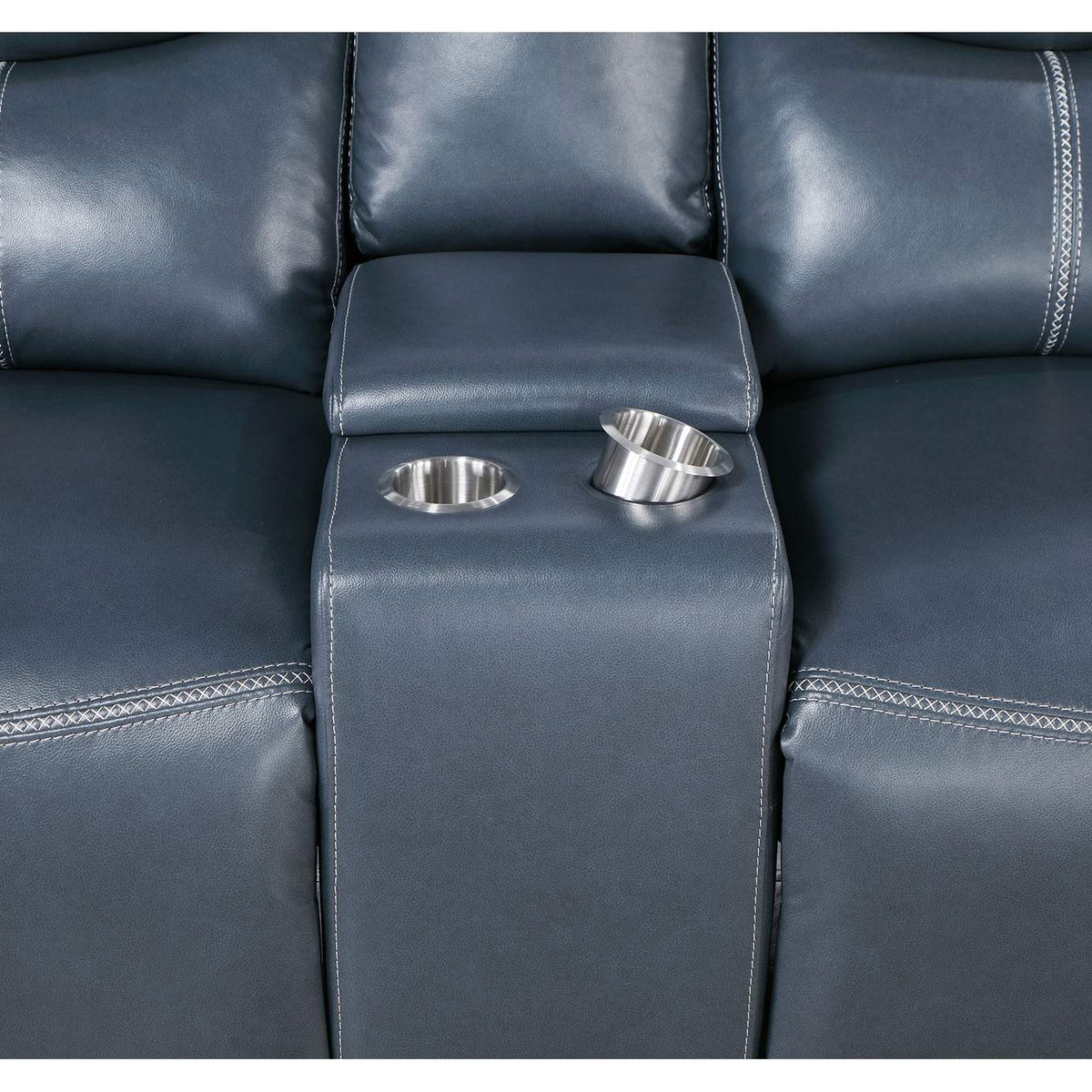 610272 Sloane Upholstered Padded Arm Reclining Loveseat Blue