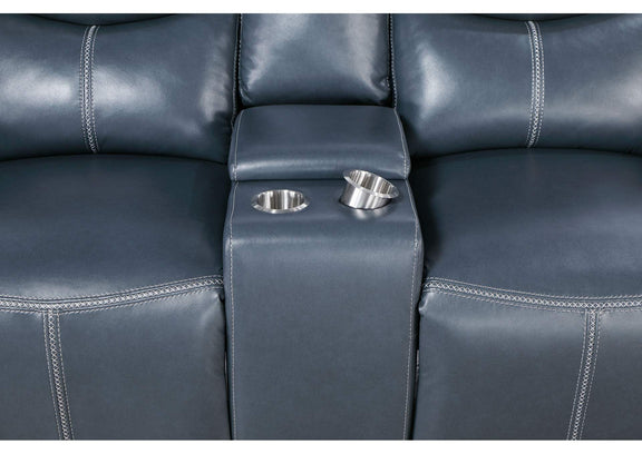 610272 Sloane Upholstered Padded Arm Reclining Loveseat Blue
