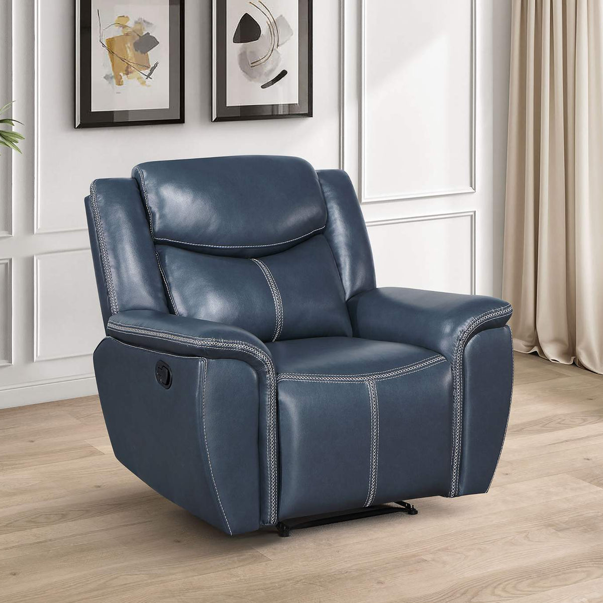 610273 Sloane Upholstered Padded Arm Recliner Chair Blue
