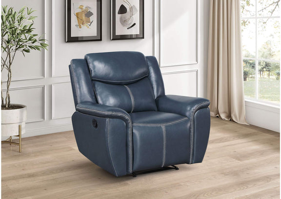 610273 Sloane Upholstered Padded Arm Recliner Chair Blue
