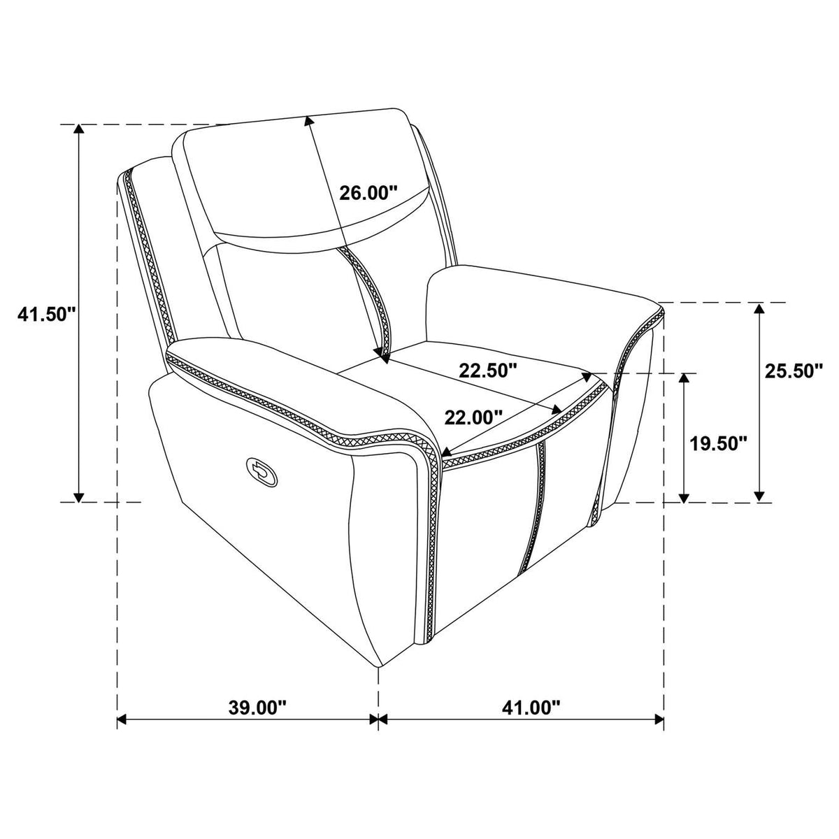 610273 Sloane Upholstered Padded Arm Recliner Chair Blue