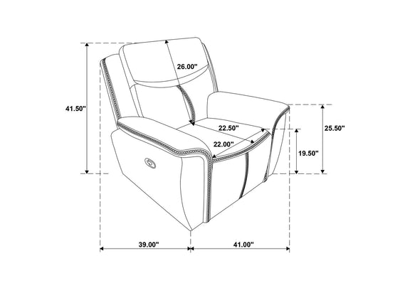 610273 Sloane Upholstered Padded Arm Recliner Chair Blue
