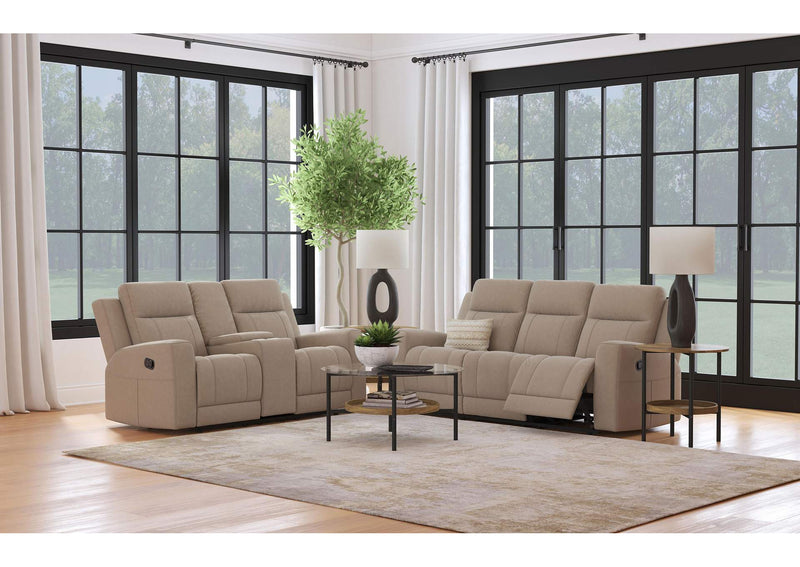 610281-S2 Brentwood 2-piece Upholstered Reclining Sofa Set Taupe