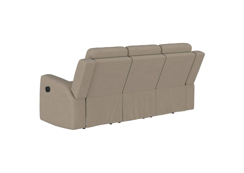 610281-S3 Brentwood 3-piece Upholstered Reclining Sofa Set Taupe