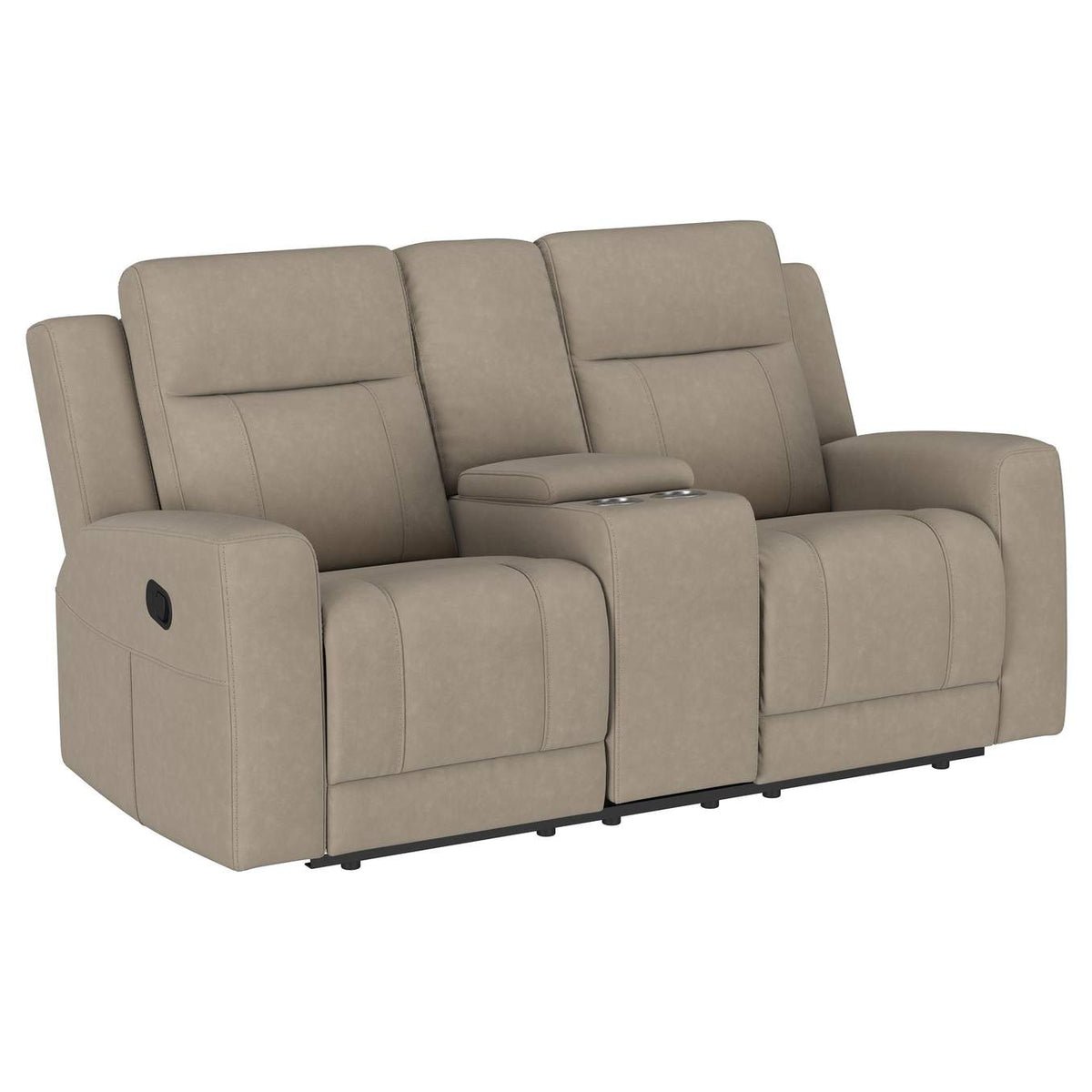 610281-S3 Brentwood 3-piece Upholstered Reclining Sofa Set Taupe