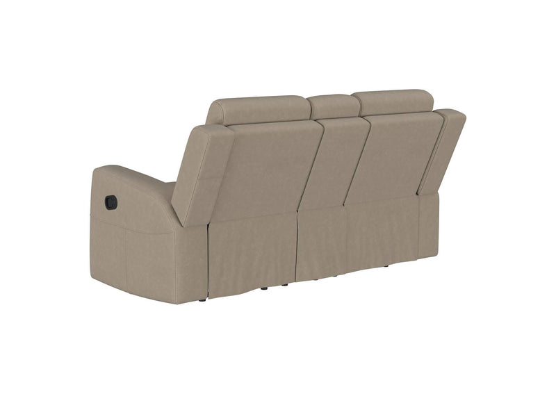 610281-S3 Brentwood 3-piece Upholstered Reclining Sofa Set Taupe
