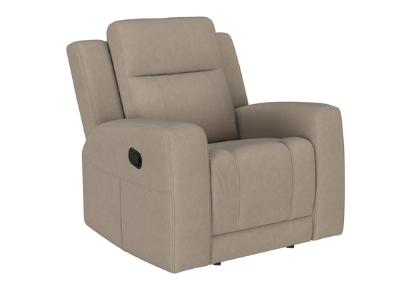 610281-S3 Brentwood 3-piece Upholstered Reclining Sofa Set Taupe