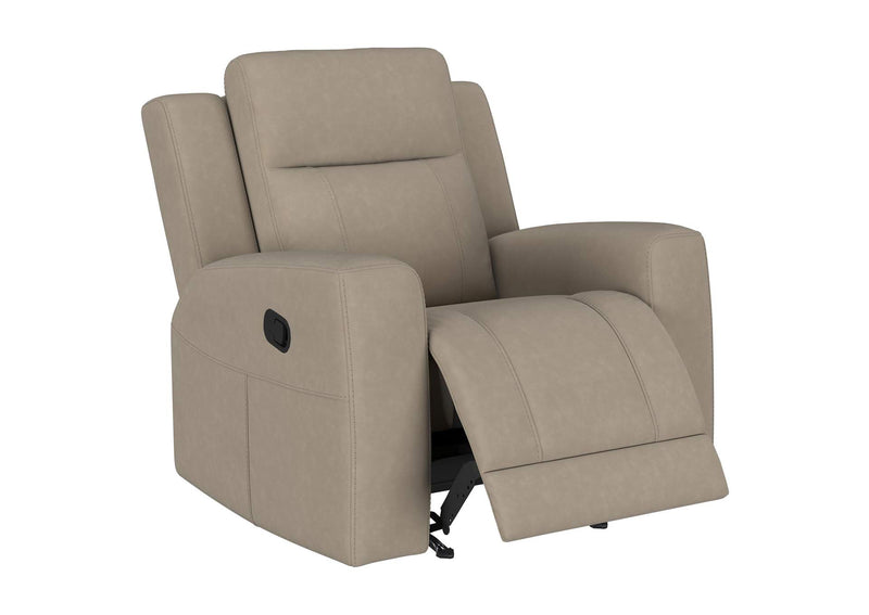 610281-S3 Brentwood 3-piece Upholstered Reclining Sofa Set Taupe