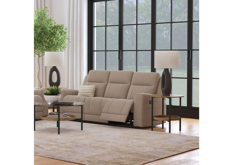 610281 Brentwood Upholstered Motion Reclining Sofa Taupe