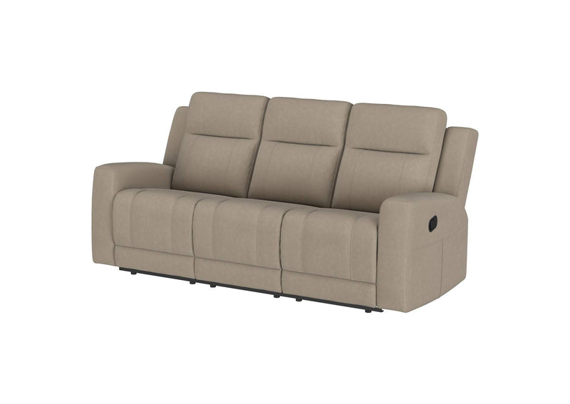610281 Brentwood Upholstered Motion Reclining Sofa Taupe