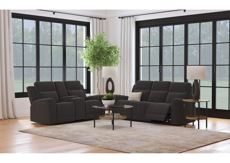 610284-S2 Brentwood 2-piece Upholstered Reclining Sofa Set Charcoal