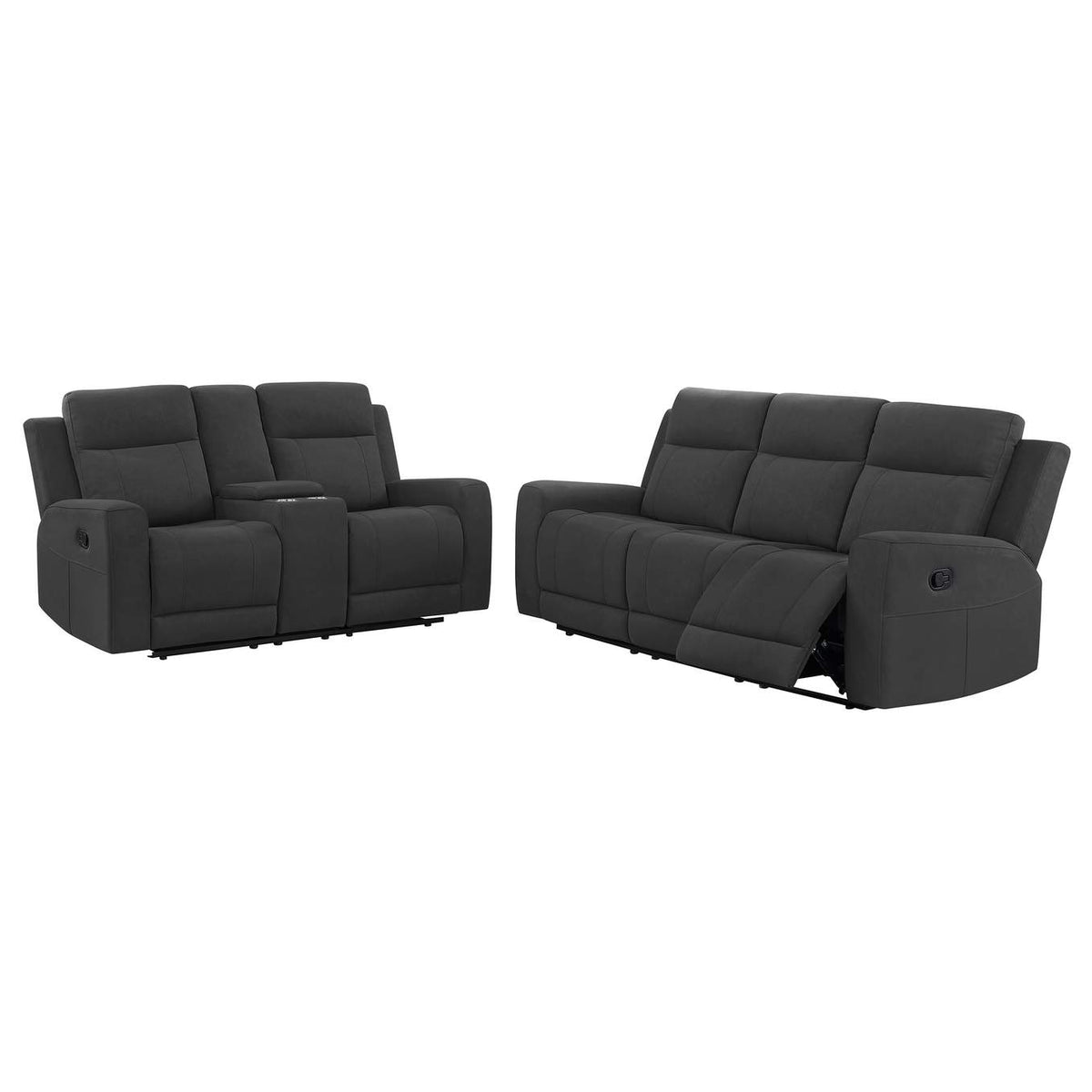 610284-S2 Brentwood 2-piece Upholstered Reclining Sofa Set Charcoal