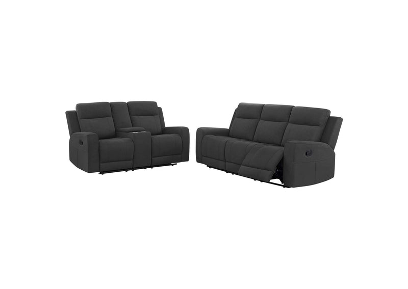 610284-S2 Brentwood 2-piece Upholstered Reclining Sofa Set Charcoal