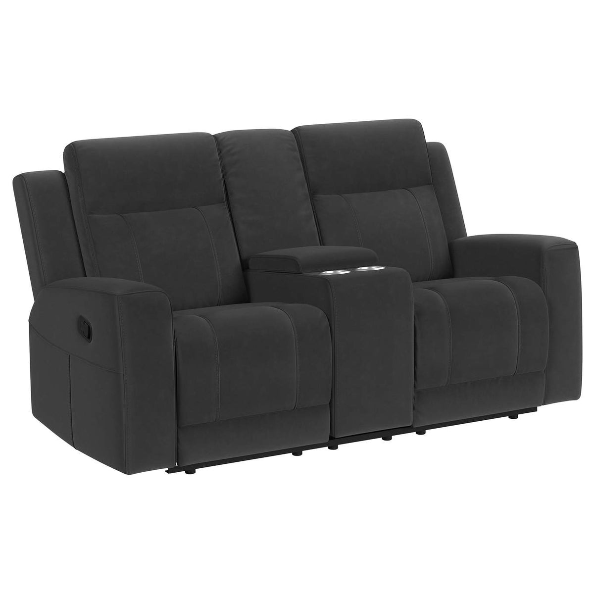 610284-S2 Brentwood 2-piece Upholstered Reclining Sofa Set Charcoal