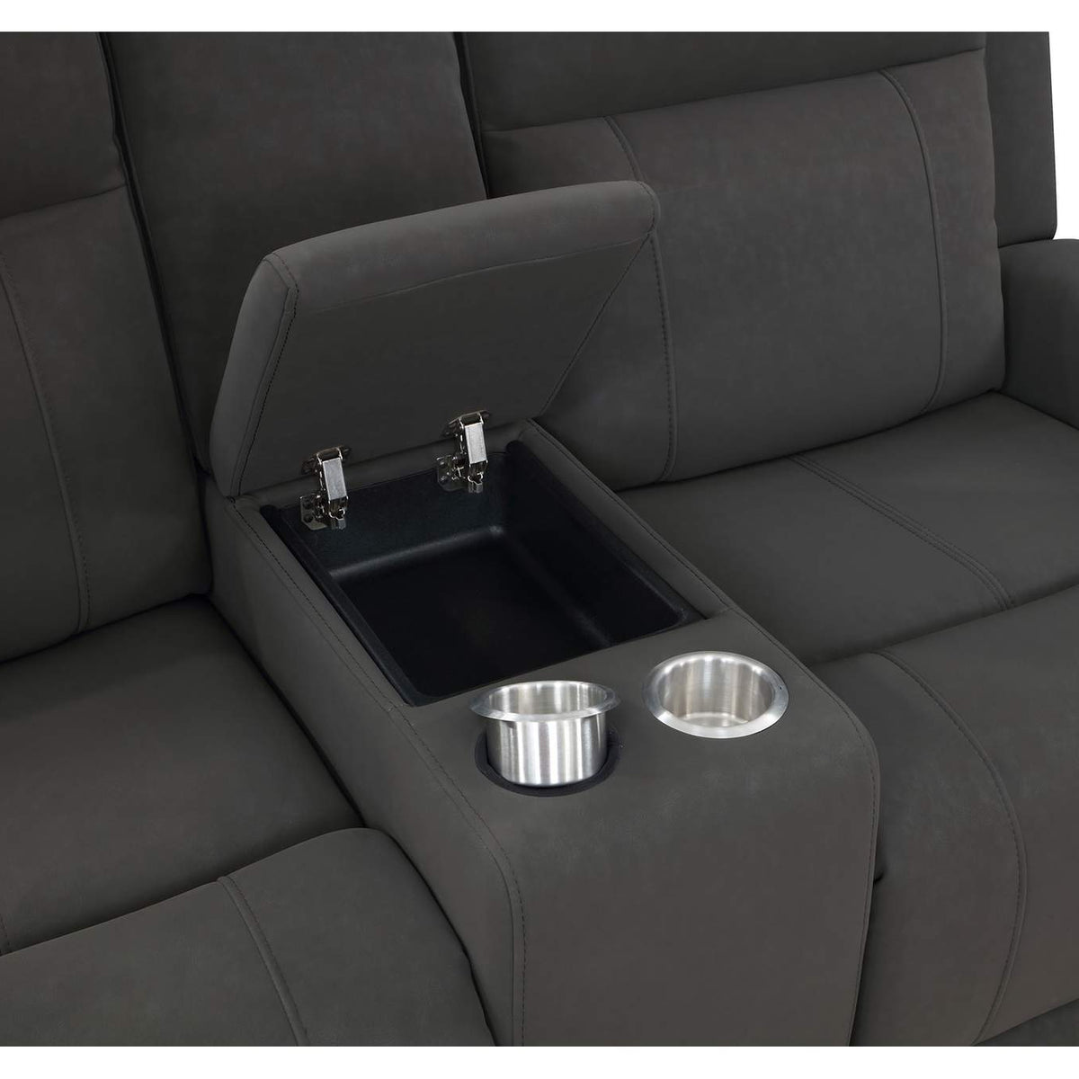 610284-S2 Brentwood 2-piece Upholstered Reclining Sofa Set Charcoal