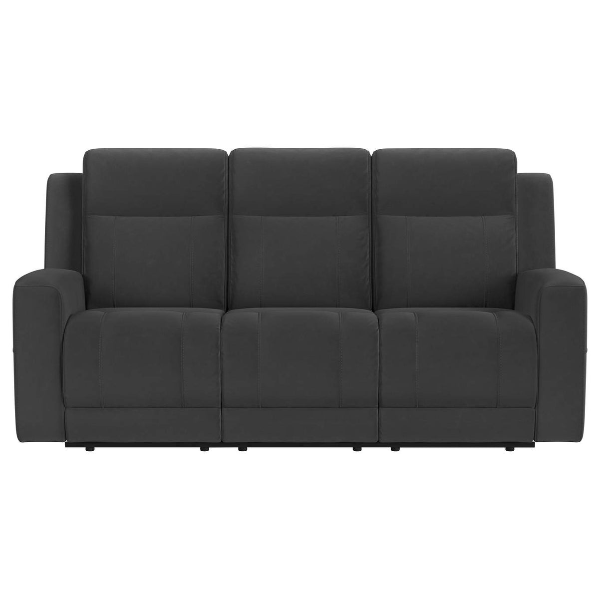 610284-S3 Brentwood 3-piece Upholstered Reclining Sofa Set Charcoal
