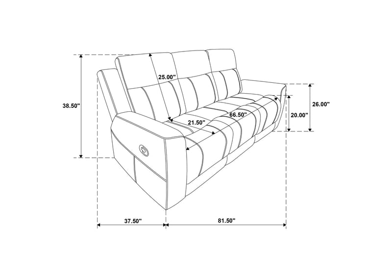 610284-S3 Brentwood 3-piece Upholstered Reclining Sofa Set Charcoal