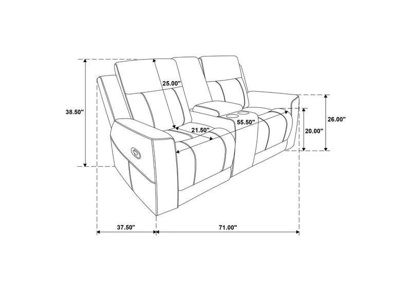 610284-S3 Brentwood 3-piece Upholstered Reclining Sofa Set Charcoal