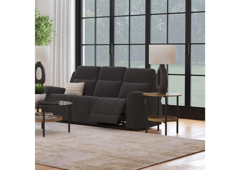 610284 Brentwood Upholstered Motion Reclining Sofa Dark Charcoal