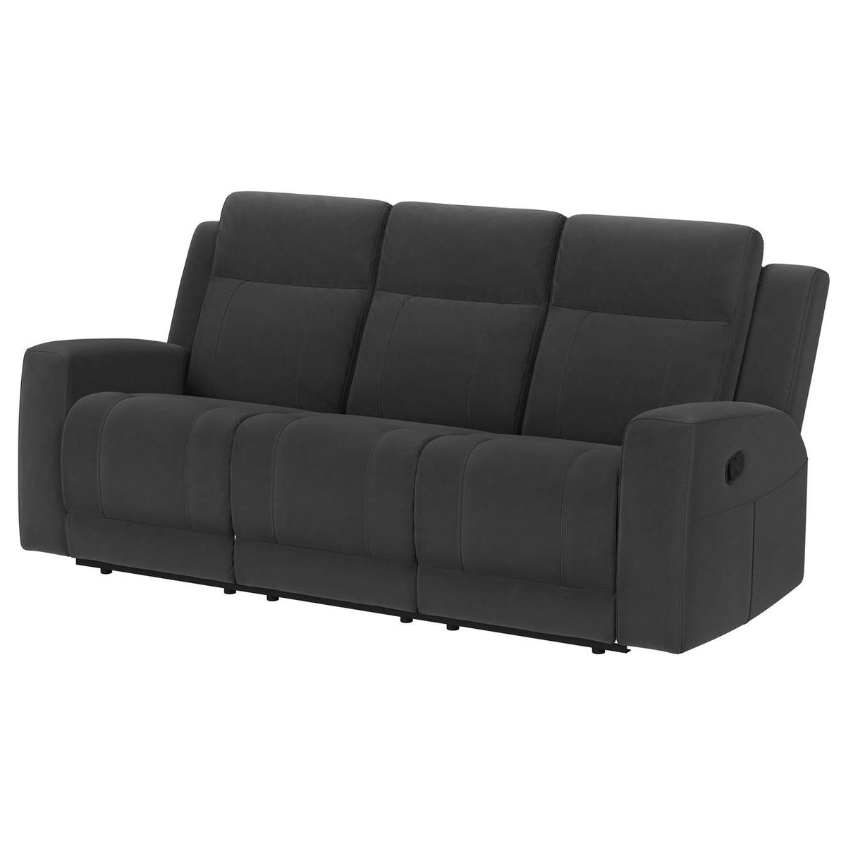 610284 Brentwood Upholstered Motion Reclining Sofa Dark Charcoal