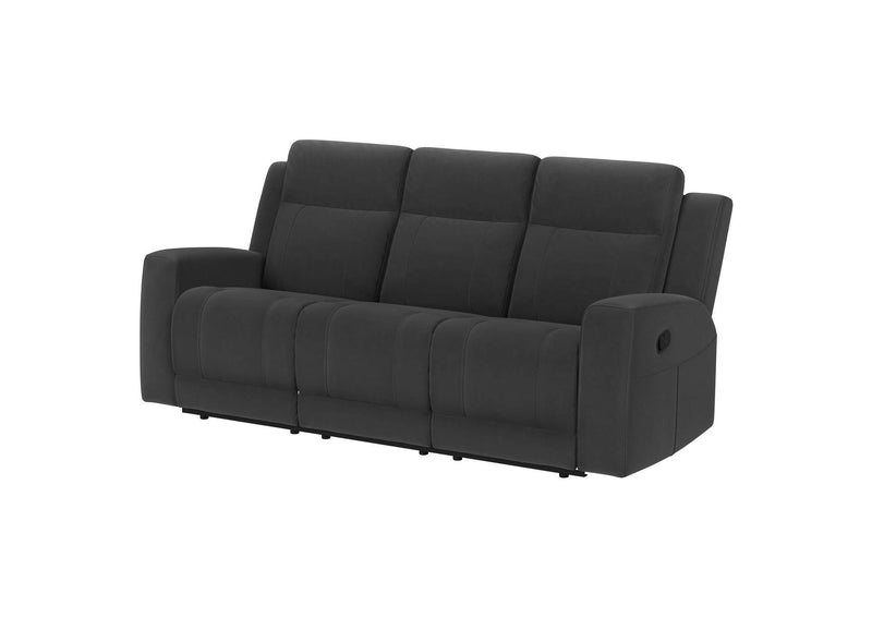 610284 Brentwood Upholstered Motion Reclining Sofa Dark Charcoal