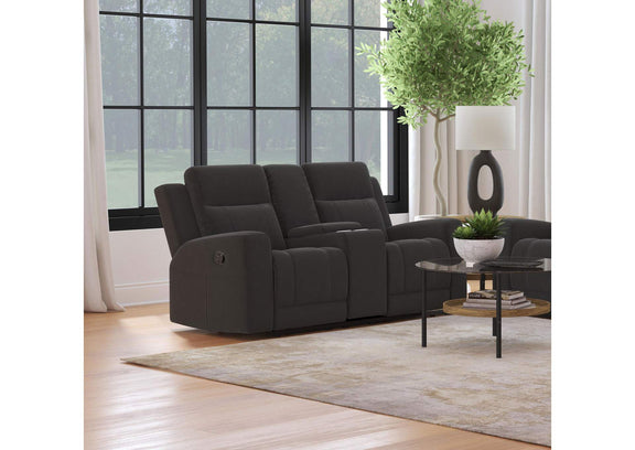 610285 Brentwood Upholstered Reclining Loveseat Dark Charcoal
