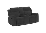 610285 Brentwood Upholstered Reclining Loveseat Dark Charcoal