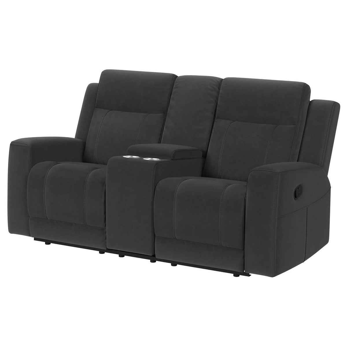 610285 Brentwood Upholstered Reclining Loveseat Dark Charcoal
