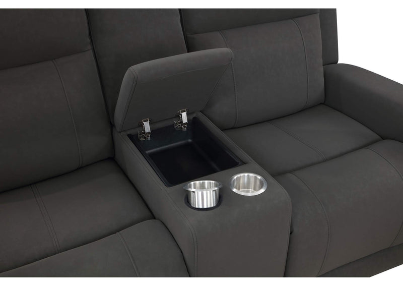 610285 Brentwood Upholstered Reclining Loveseat Dark Charcoal