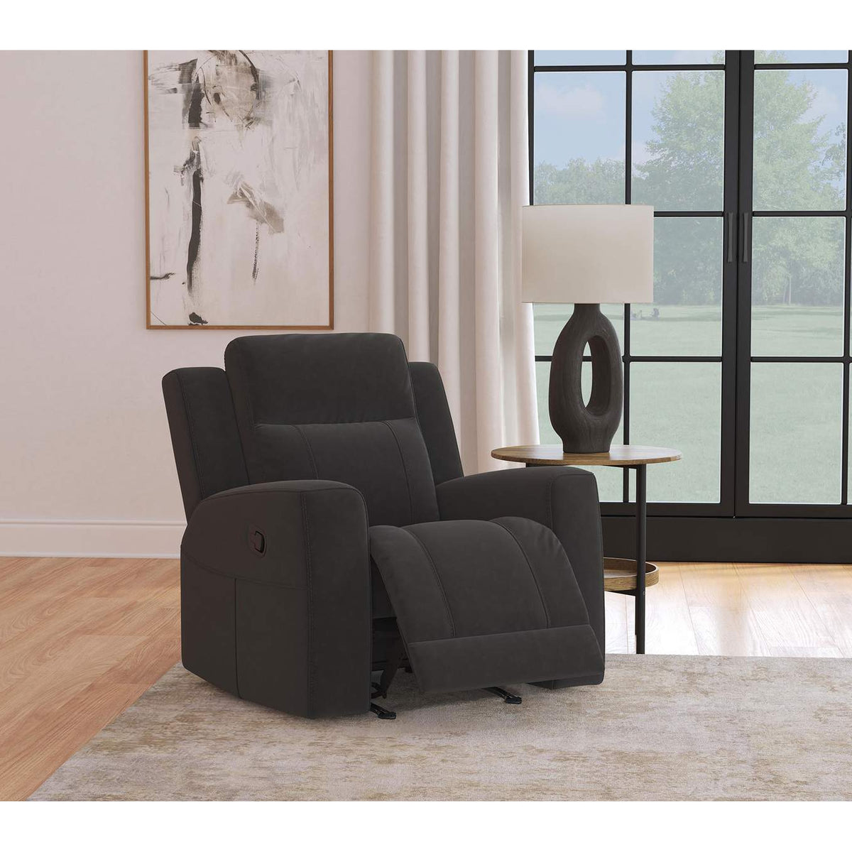 610286 Brentwood Upholstered Recliner Chair Dark Charcoal
