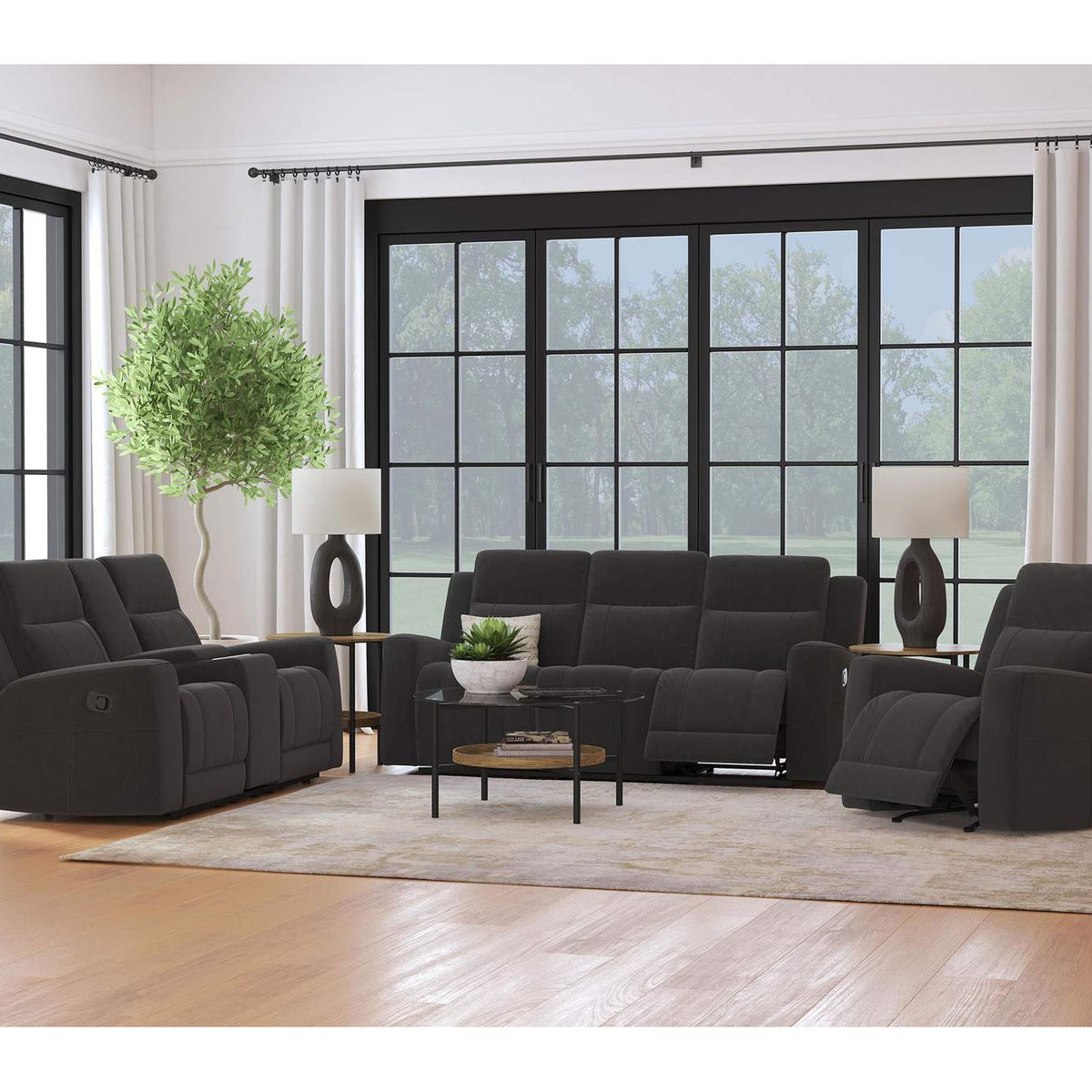 610286 Brentwood Upholstered Recliner Chair Dark Charcoal