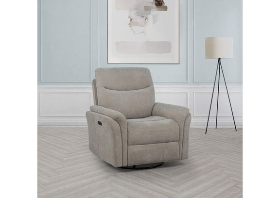 610423P Adler Upholstered Power Swivel Glider Recliner Greige