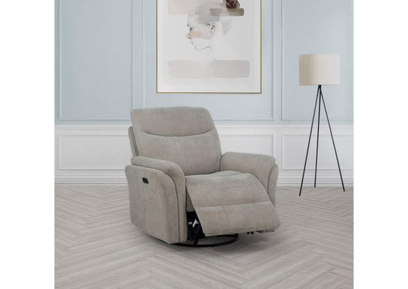 610423P Adler Upholstered Power Swivel Glider Recliner Greige