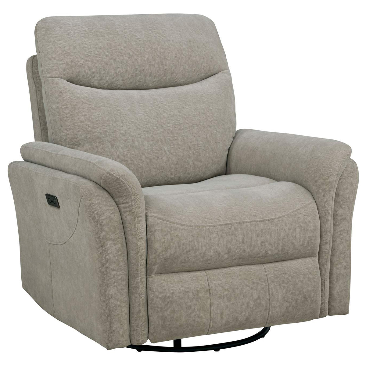 610423P Adler Upholstered Power Swivel Glider Recliner Greige
