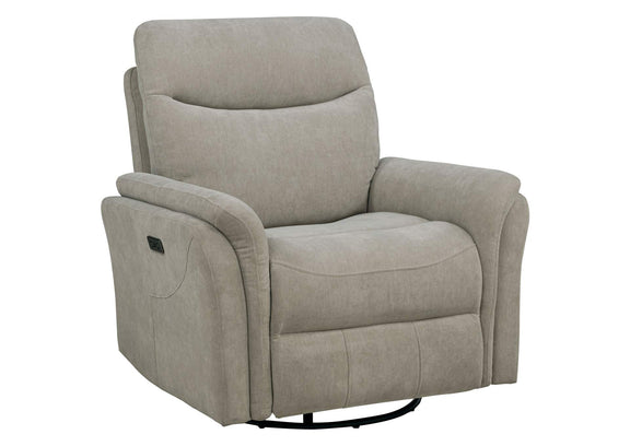 610423P Adler Upholstered Power Swivel Glider Recliner Greige