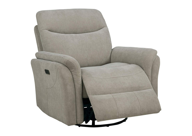 610423P Adler Upholstered Power Swivel Glider Recliner Greige