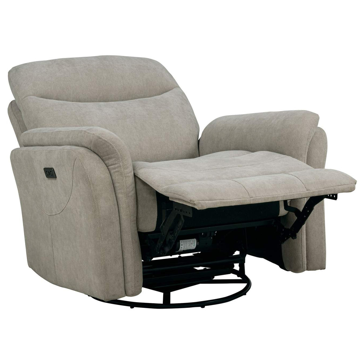 610423P Adler Upholstered Power Swivel Glider Recliner Greige