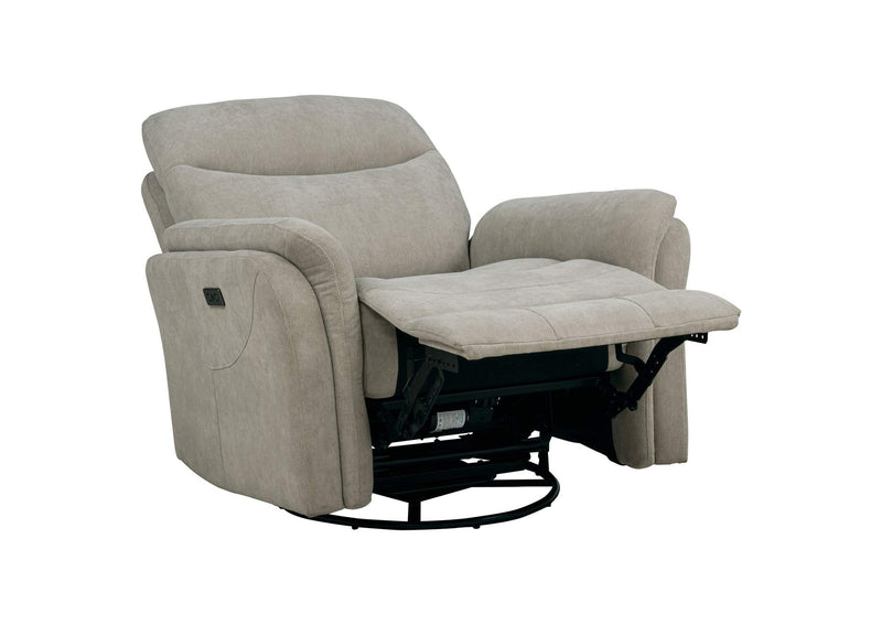 610423P Adler Upholstered Power Swivel Glider Recliner Greige