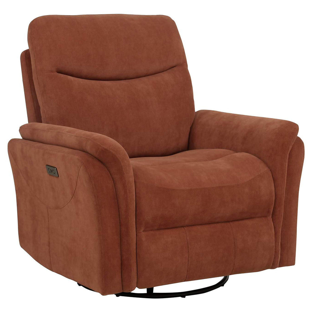 610433P Adler Upholstered Power Swivel Glider Recliner Rust