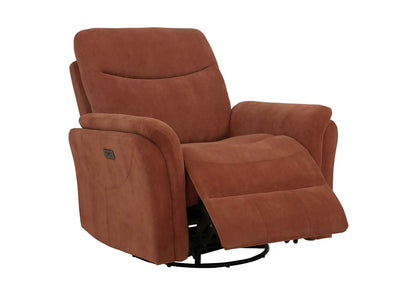 610433P Adler Upholstered Power Swivel Glider Recliner Rust