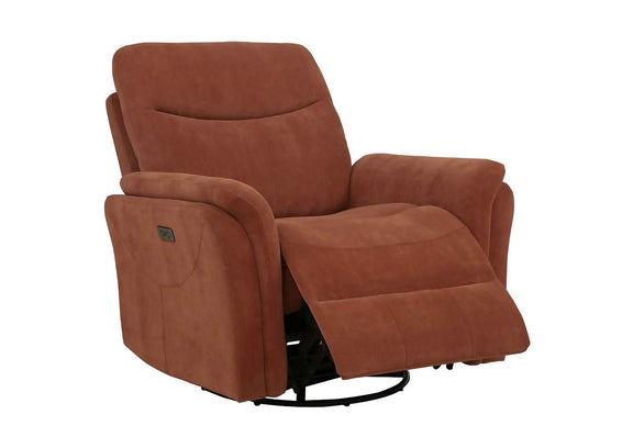 610433P Adler Upholstered Power Swivel Glider Recliner Rust