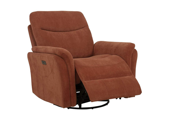 610433P Adler Upholstered Power Swivel Glider Recliner Rust