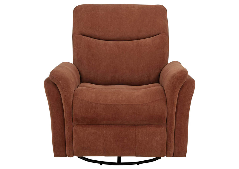 610433P Adler Upholstered Power Swivel Glider Recliner Rust