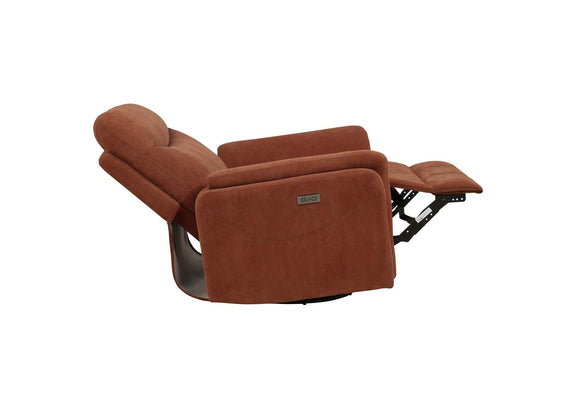 610433P Adler Upholstered Power Swivel Glider Recliner Rust