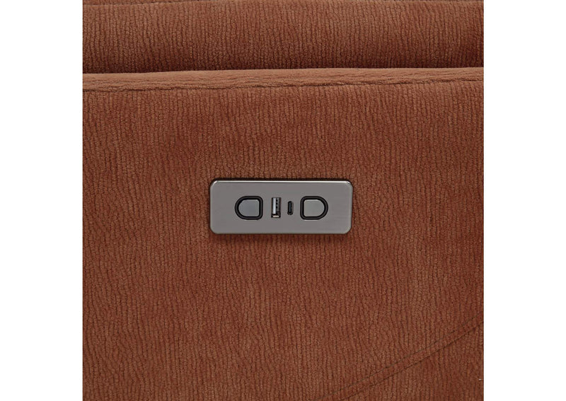 610433P Adler Upholstered Power Swivel Glider Recliner Rust