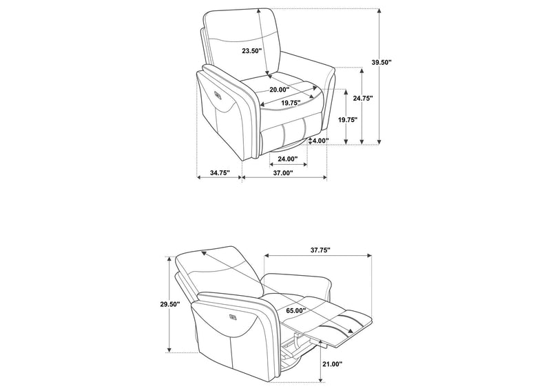 610433P Adler Upholstered Power Swivel Glider Recliner Rust