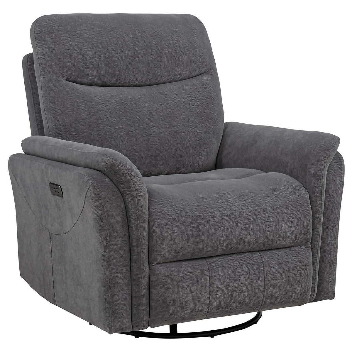 610443P Adler Upholstered Power Swivel Glider Recliner Charcoal Grey