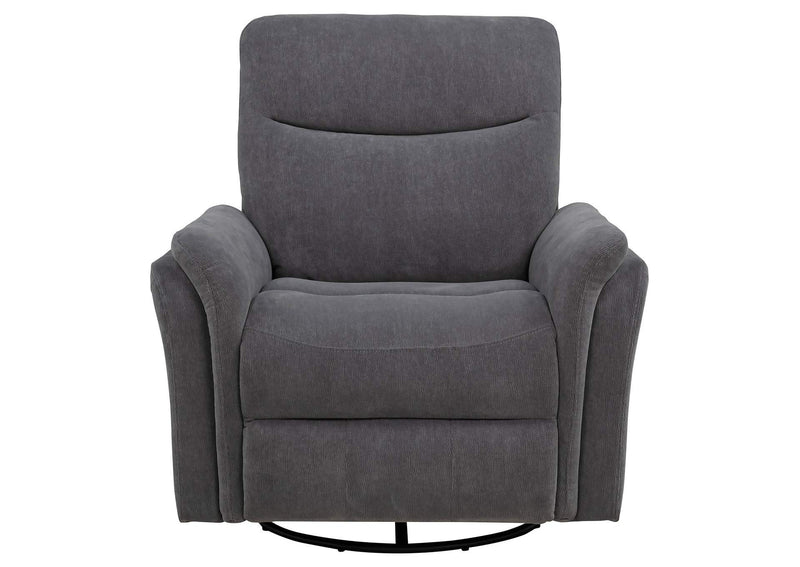 610443P Adler Upholstered Power Swivel Glider Recliner Charcoal Grey