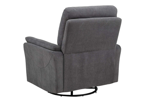 610443P Adler Upholstered Power Swivel Glider Recliner Charcoal Grey